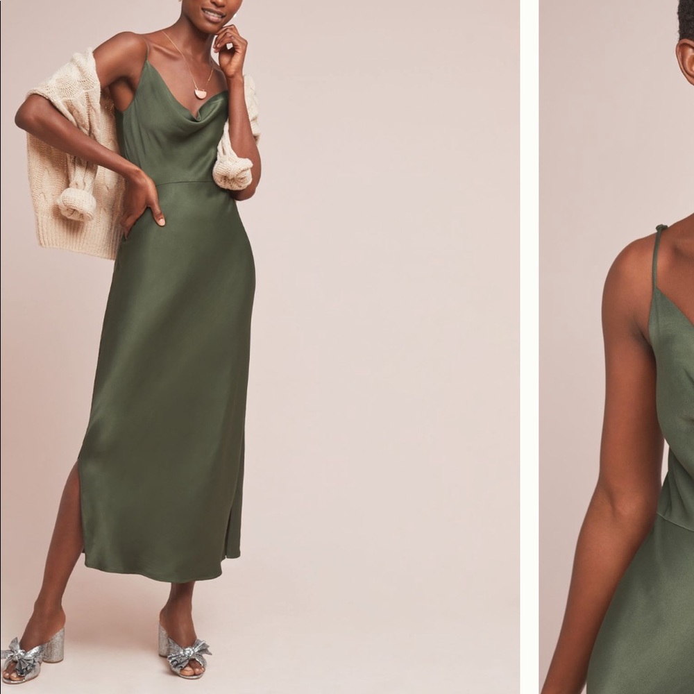Anthropologie Bias Slip Dress Cowl Neck
